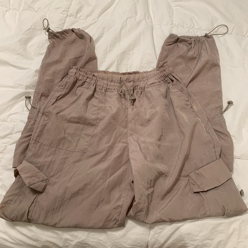 birch & stone (garage for exposure) tan/cream colored ultra baggy cargo pants!!!